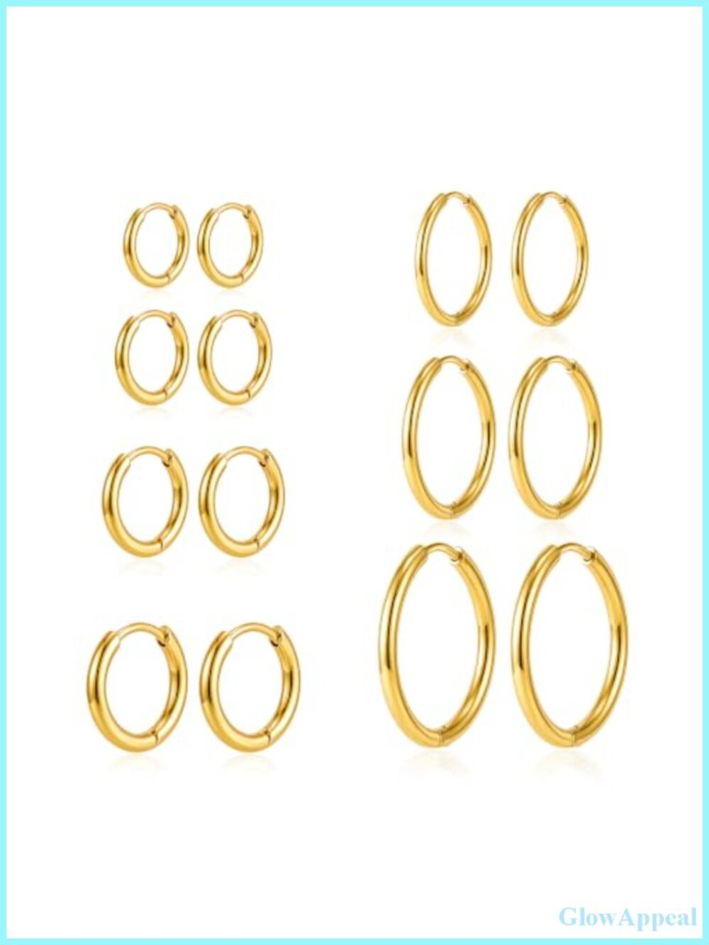 7 Pairs Gold Plated Hoop Earrings Set - Hypoallergenic Lightweight for Women